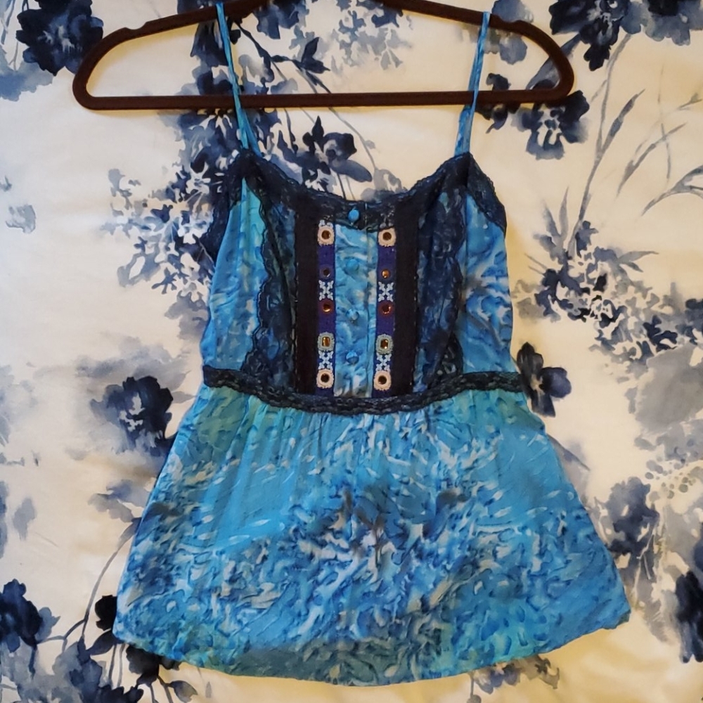 Blue tie dye tank